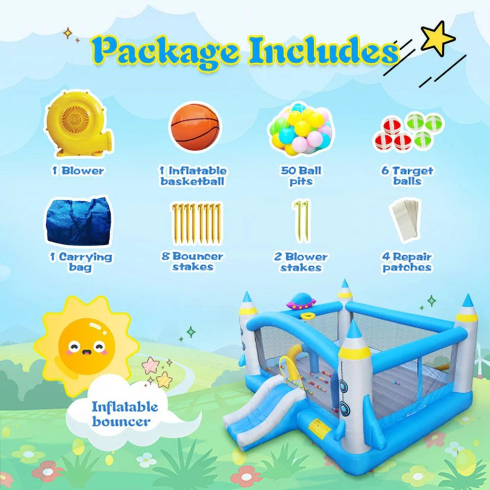 Inflatable Bouncer with Blower - 198" x 180" Play Area - 96" Tall Q16116