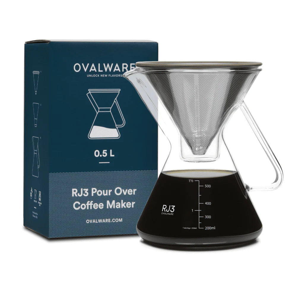 Pour-over Coffee Maker 17oz Stainless-Steel Filter Measuring Cup & Carafe U4199