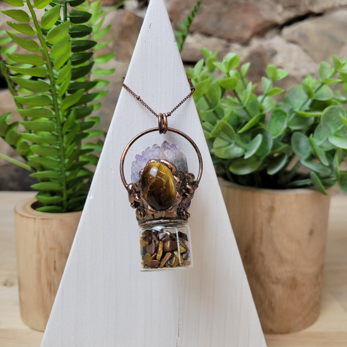 Gemstone Bottle Necklace with Accent Stone U76646