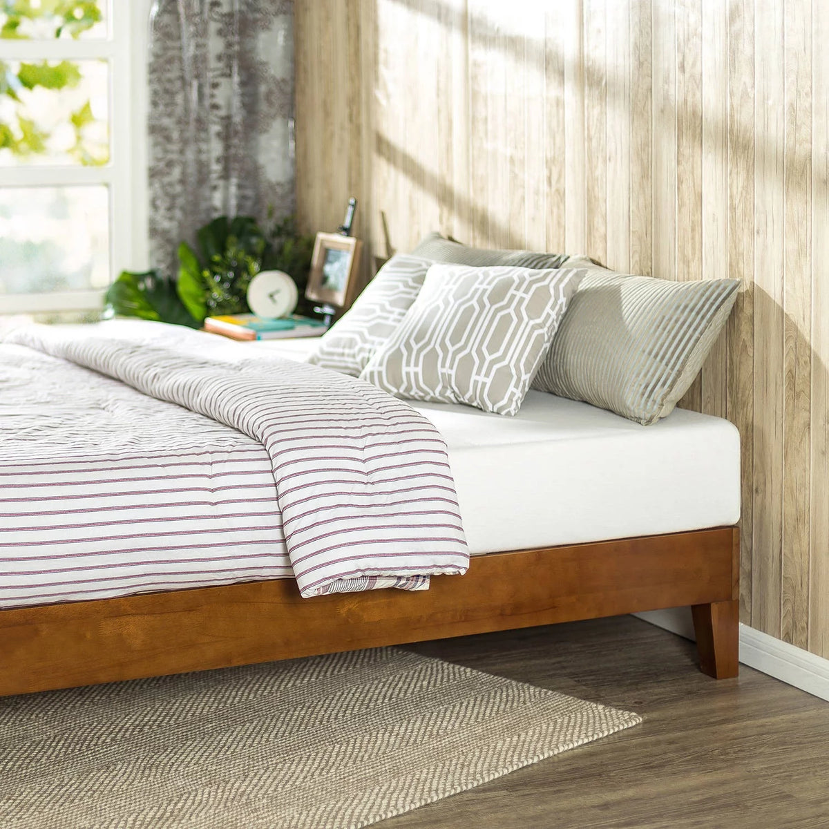 12" Wood Platform Bed Frame, Cherry, Full N4180