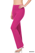 Cotton Fold-Over High Waist Bootcut Yoga Pants H9009