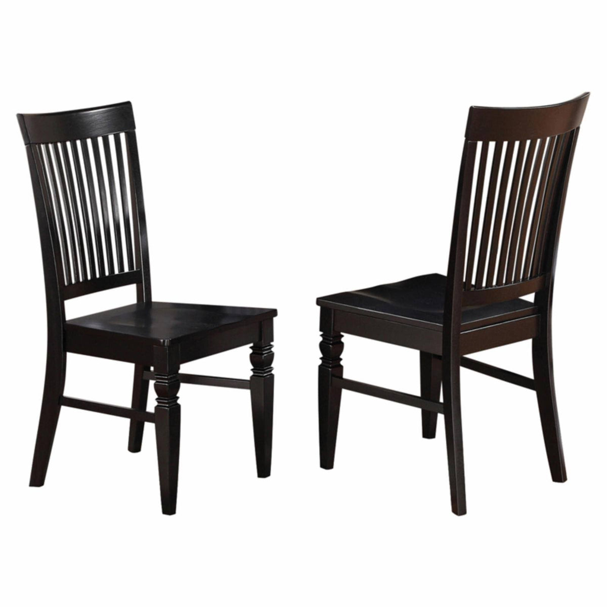 Set of 2 Black Wood Dining Chair with Slatted Back U568