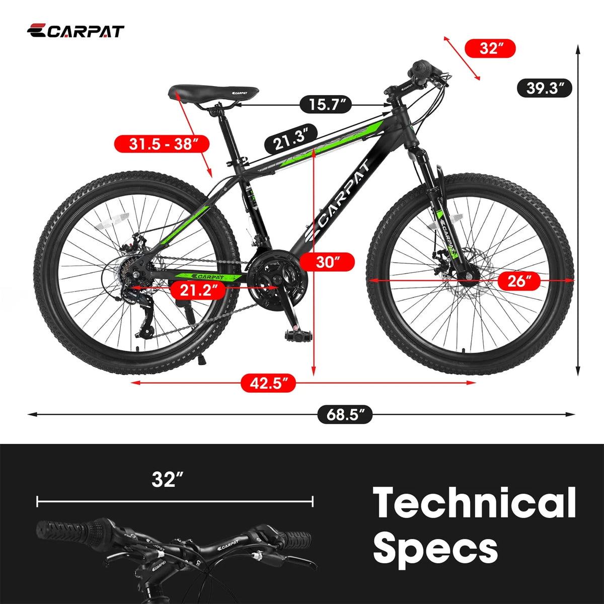 Orange 21 Speed High-carbon Steel Mountain Bike G410