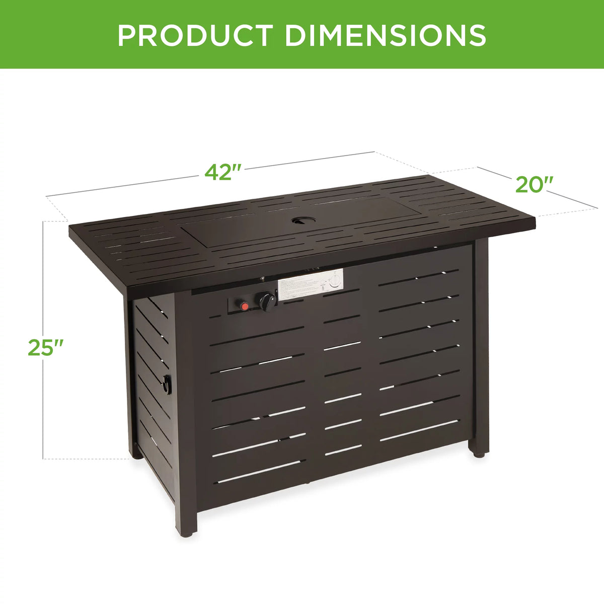 42in 50,000 BTU Rectangular Steel Propane Gas Fire Pit Table F2644