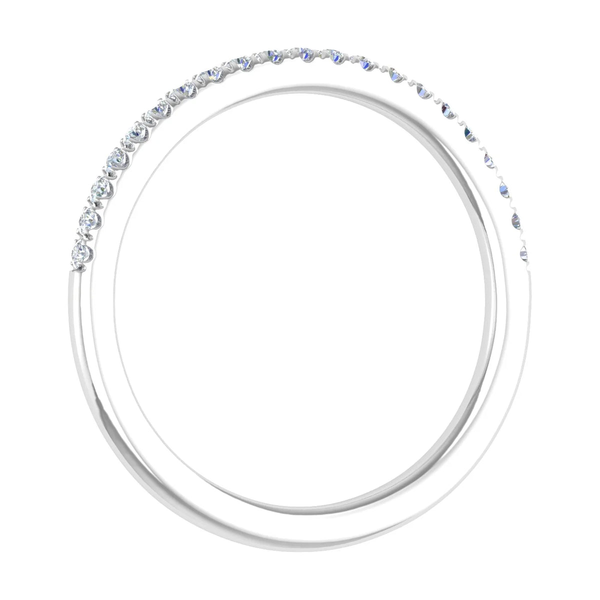 14K White Gold Half Eternity Diamond Wedding Band Ring P8475