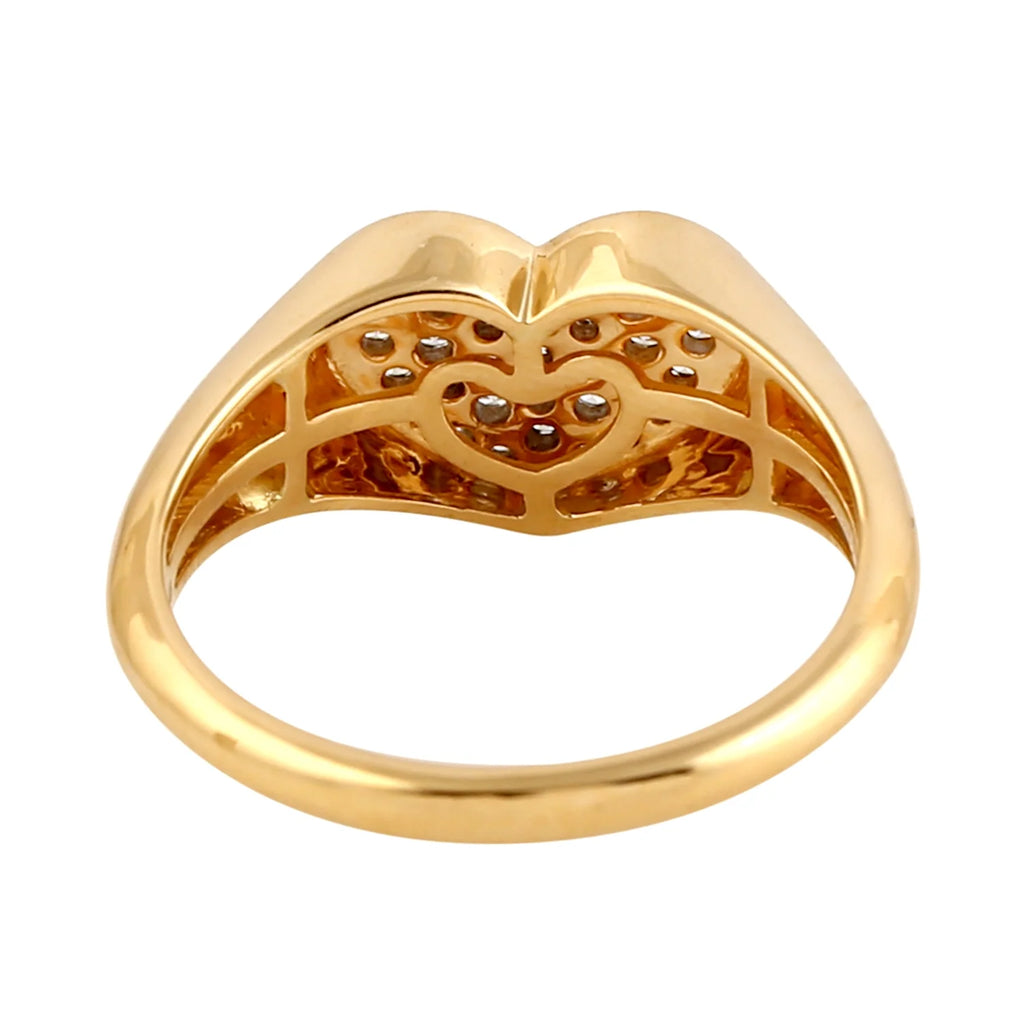 Yellow Gold Plated 925 Silver CZ Diamond Heart Promise Ring W300995