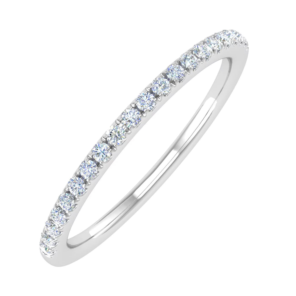 14K White Gold Half Eternity Diamond Wedding Band Ring P8475