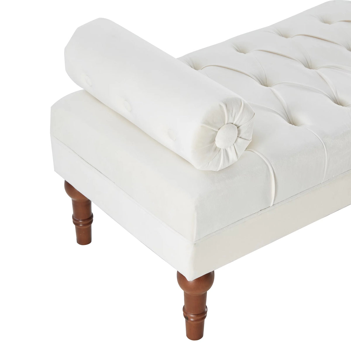 60.2" Large Size Beige Velvet Upholstered Storage Bench B425