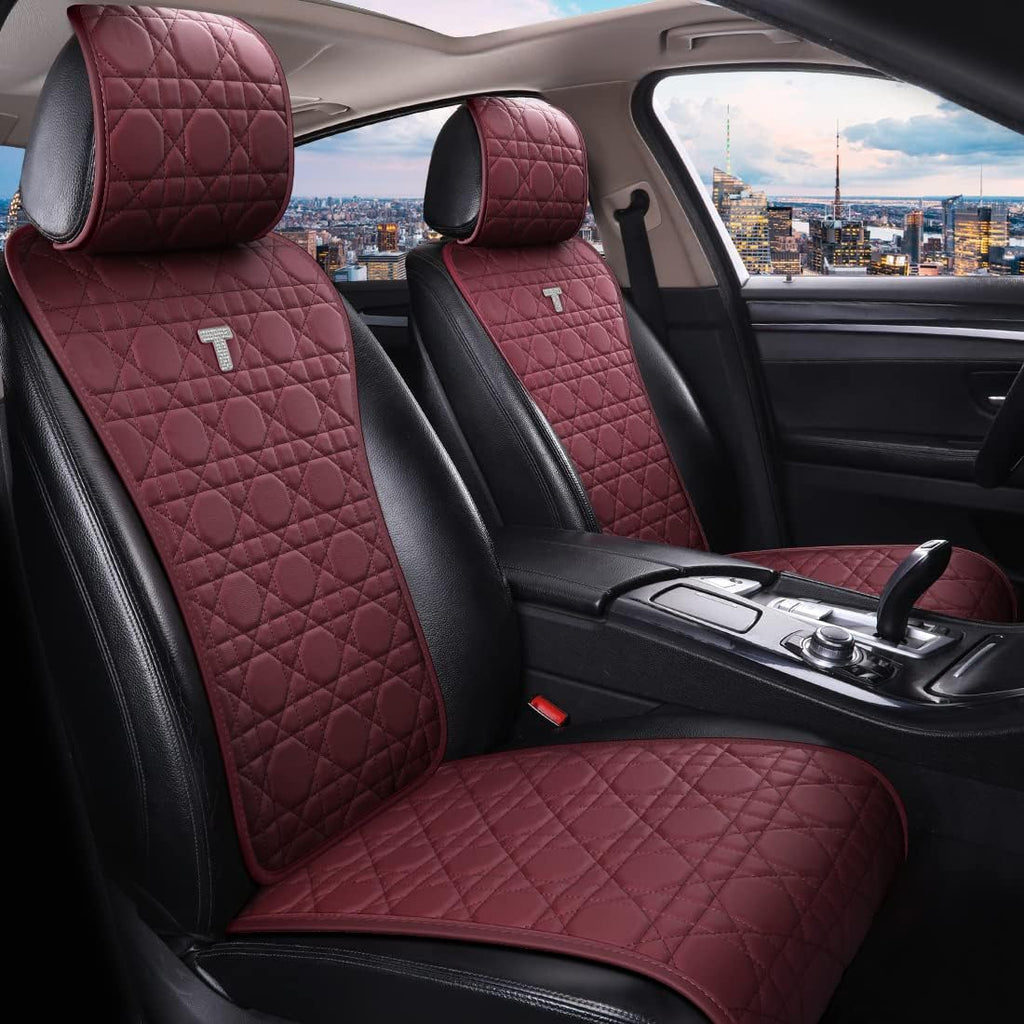 Pink Faux Leather Full Set Car Seat Covers 9pcs O96219
