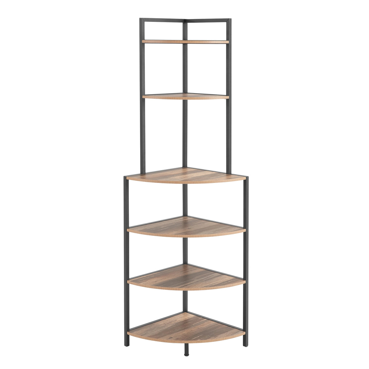 6-Tier Corner Wood Bookcase Rustic Brown B96969