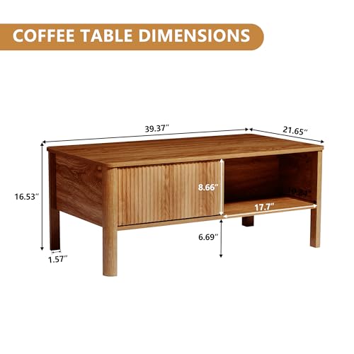 Walnut Lift Top Coffee Table with Hidden Compartment Y93743