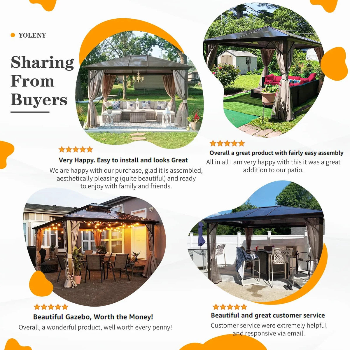 Brown 10 ft Hardtop Polycarbonate Gazebo A5103