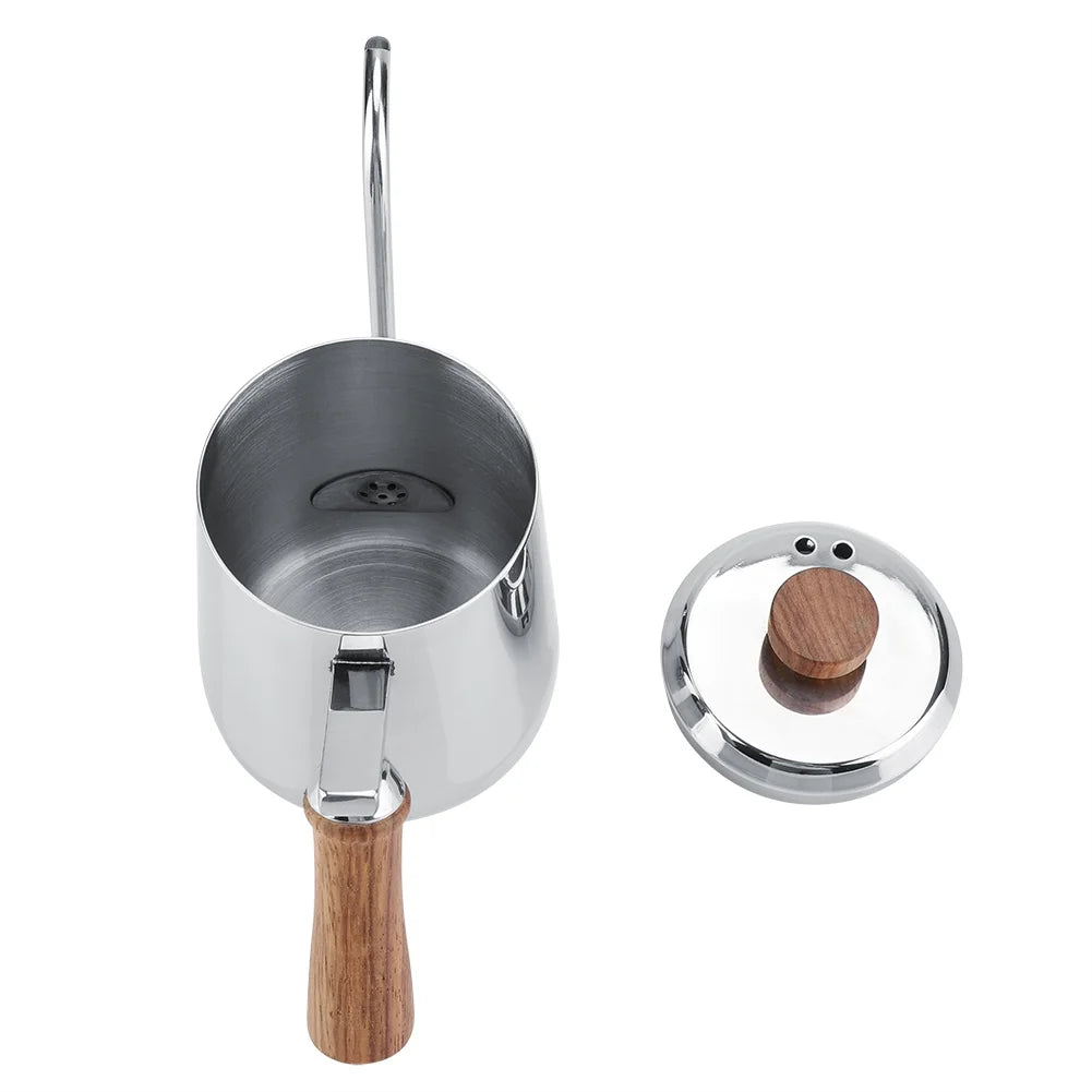 Stainless Steel Wooden Handle Gooseneck Coffee Kettle, 350ml Y441509