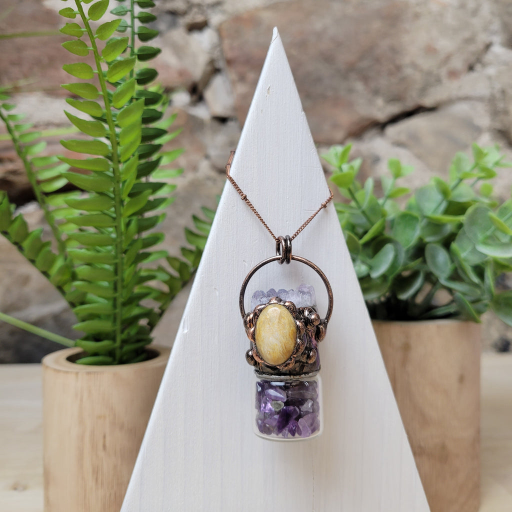 Gemstone Bottle Necklace with Accent Stone U76646