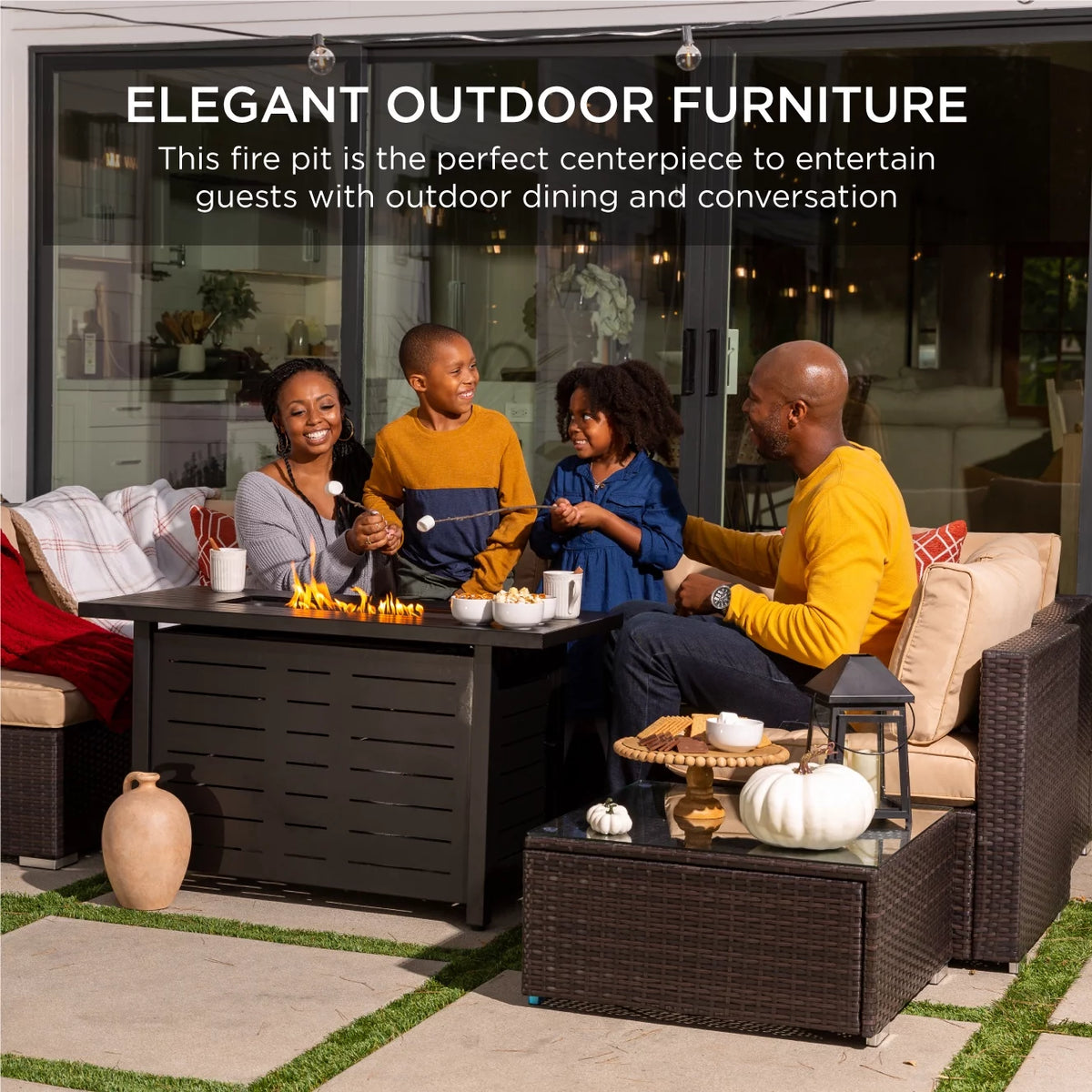 42in 50,000 BTU Rectangular Steel Propane Gas Fire Pit Table F2644