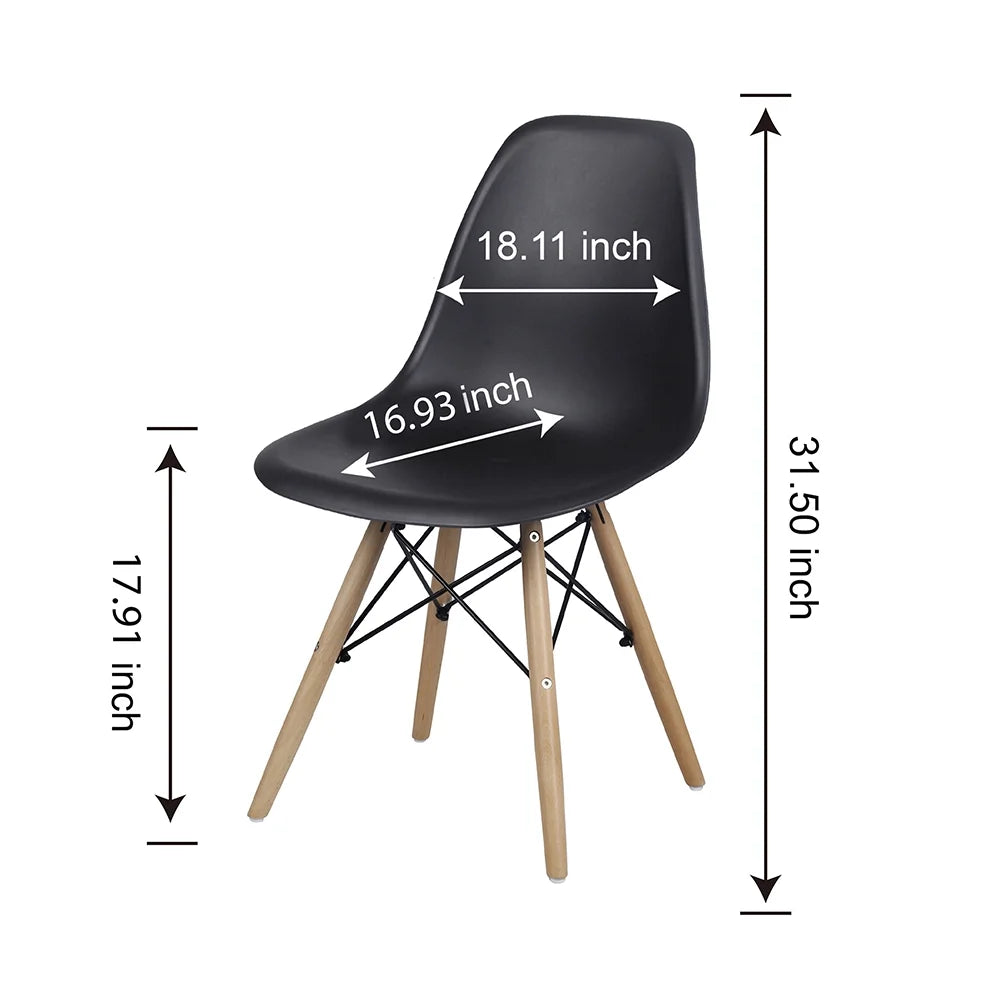 Black Armless Dining Chair Wood Leg, Set of 4 L65282