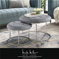 Gray Faux Leather Nesting Ottoman Set of 2 V826