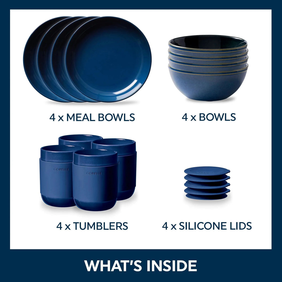 16-piece Stoneware Dinnerware Set, Navy F276153