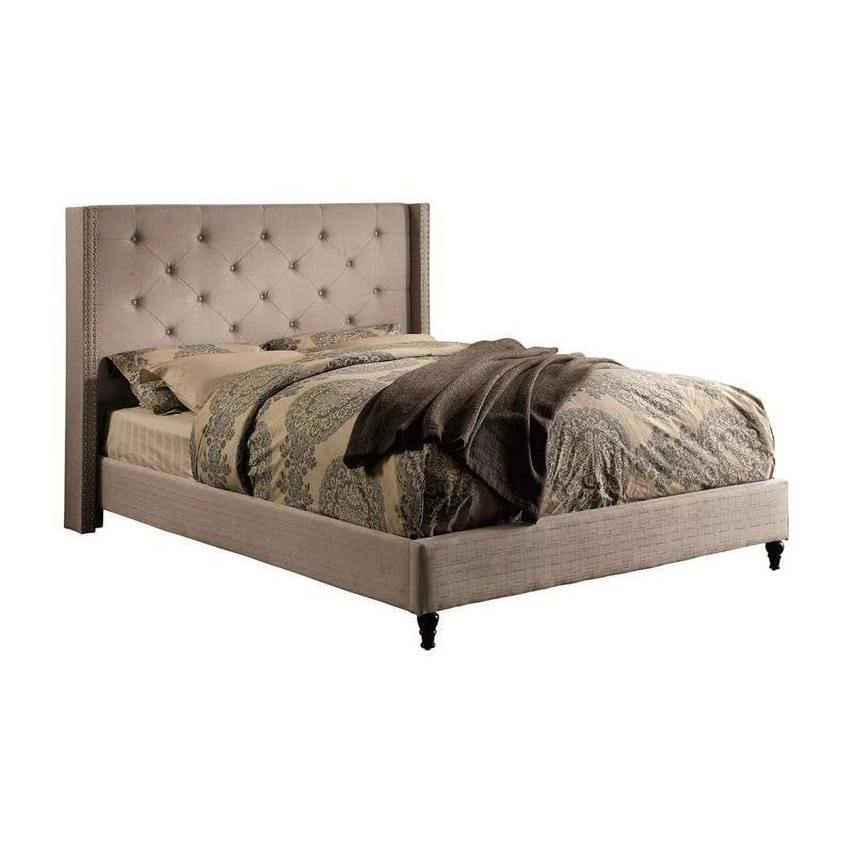 Gray Fabric Wingback King Bed A737194