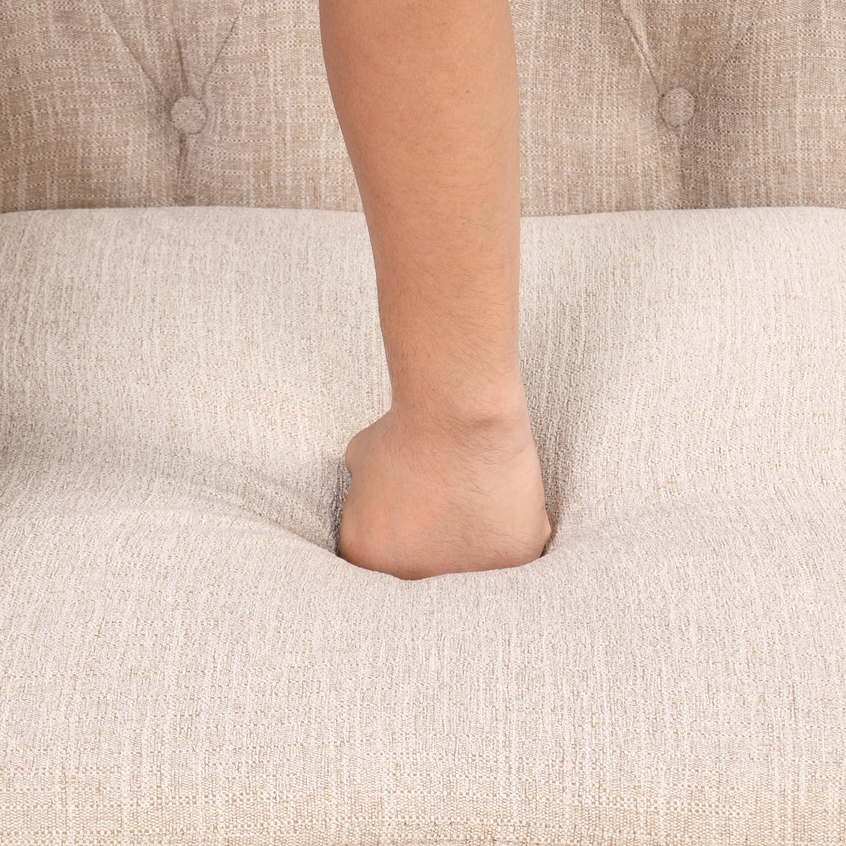 Beige Plush Upholstered Sofa with Solid Wood Legs C47562