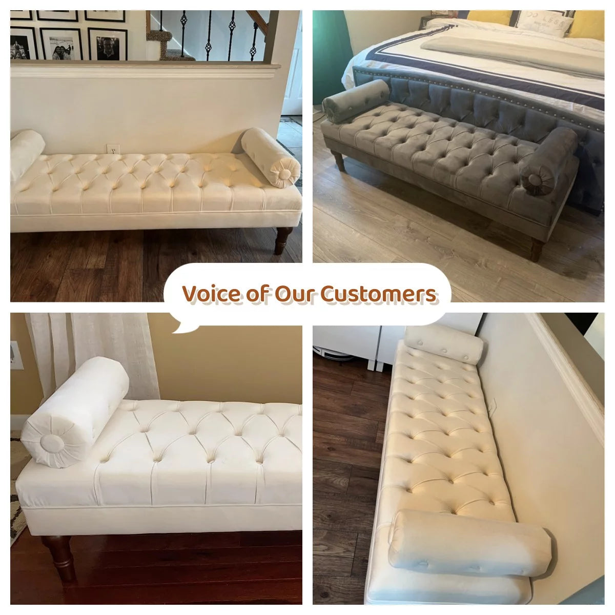 60.2" Large Size Beige Velvet Upholstered Storage Bench B425