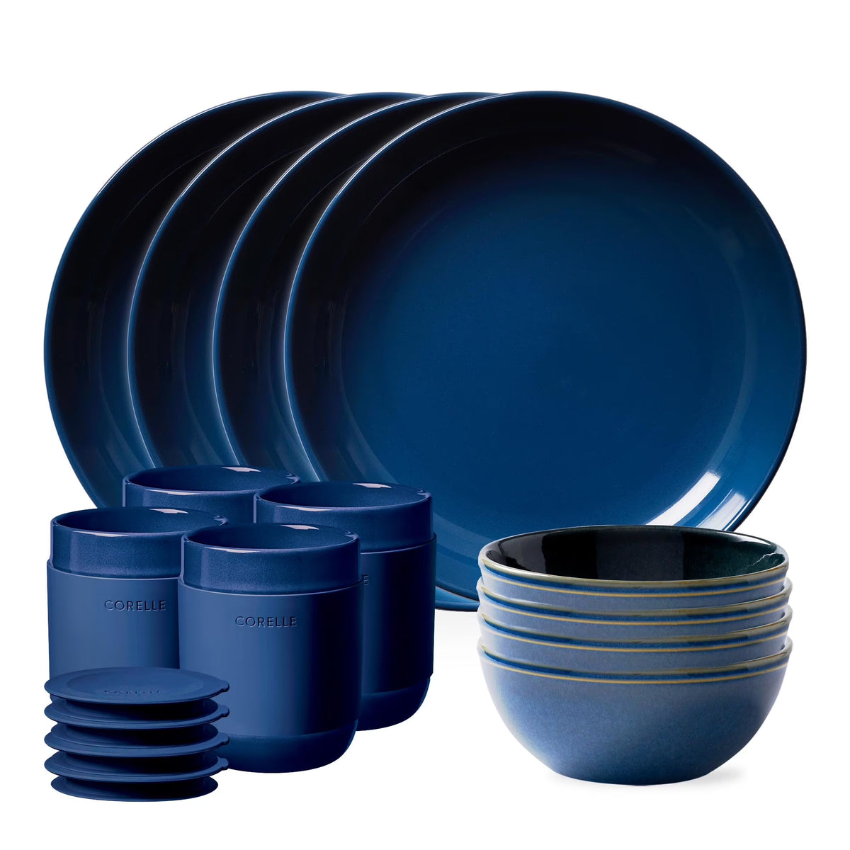 16-piece Stoneware Dinnerware Set, Navy F276153