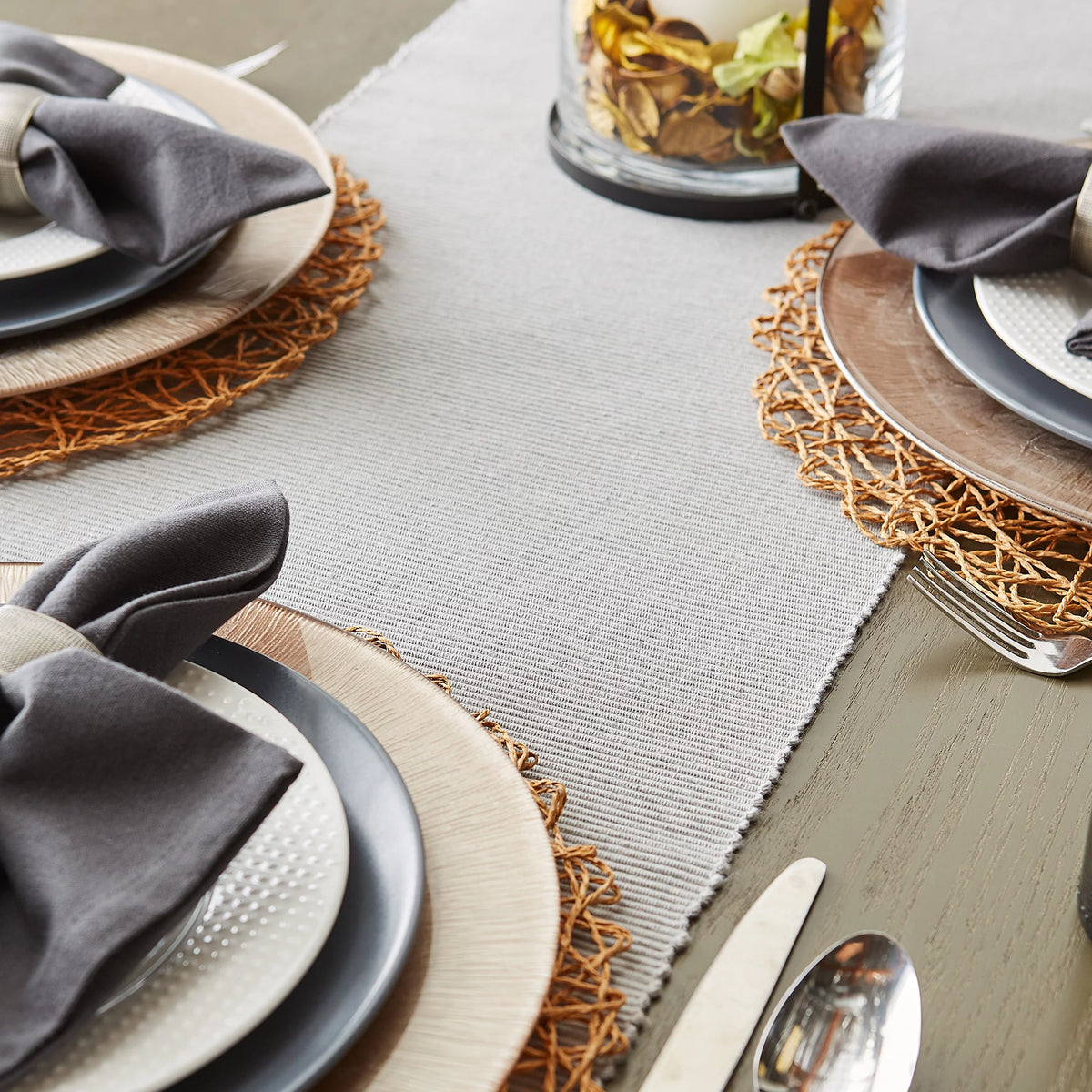 Set of 6 Taupe Brown Mesh Patterned Woven Round Placemats N391