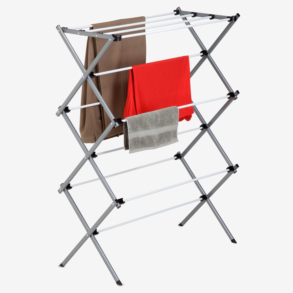 Silver White Collapsible Clothes Drying Rack B2725