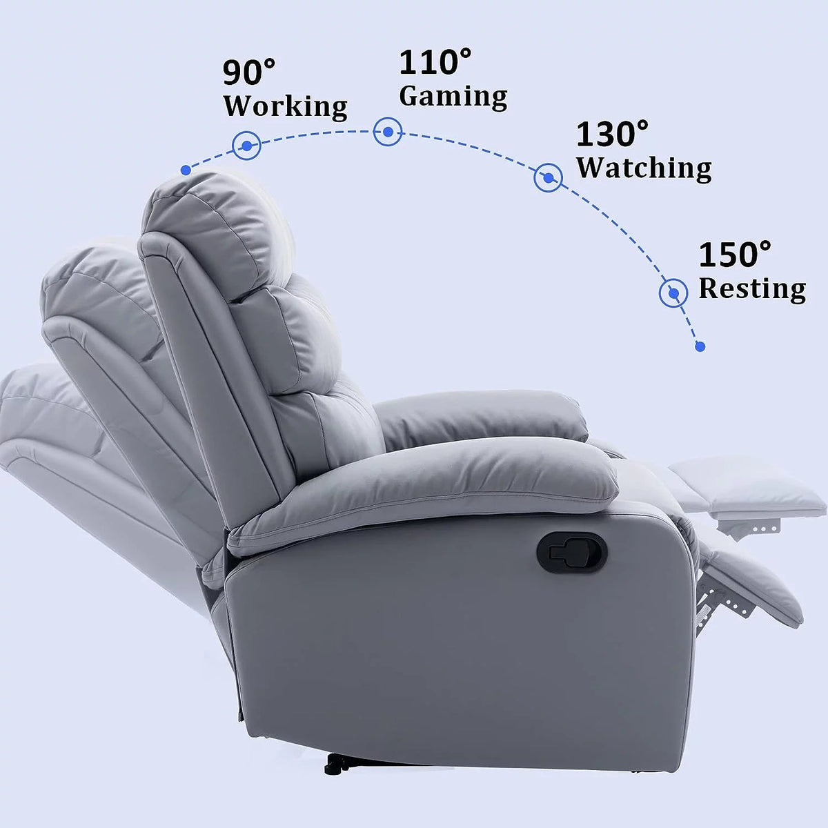 Manual Recliner Chairs with Footrest & Headrest Light Gray P238585