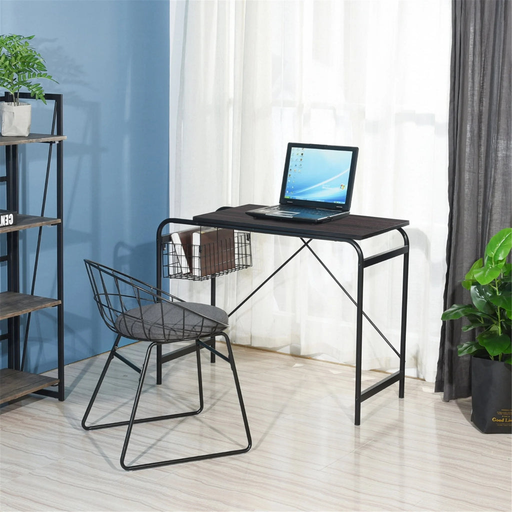 38.7'' W Industrial Computer Desk With Magazine Basket Q4076