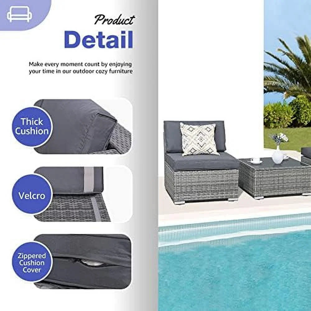 3 Piece Patio Sectional Sofa with Coffee Table B2625