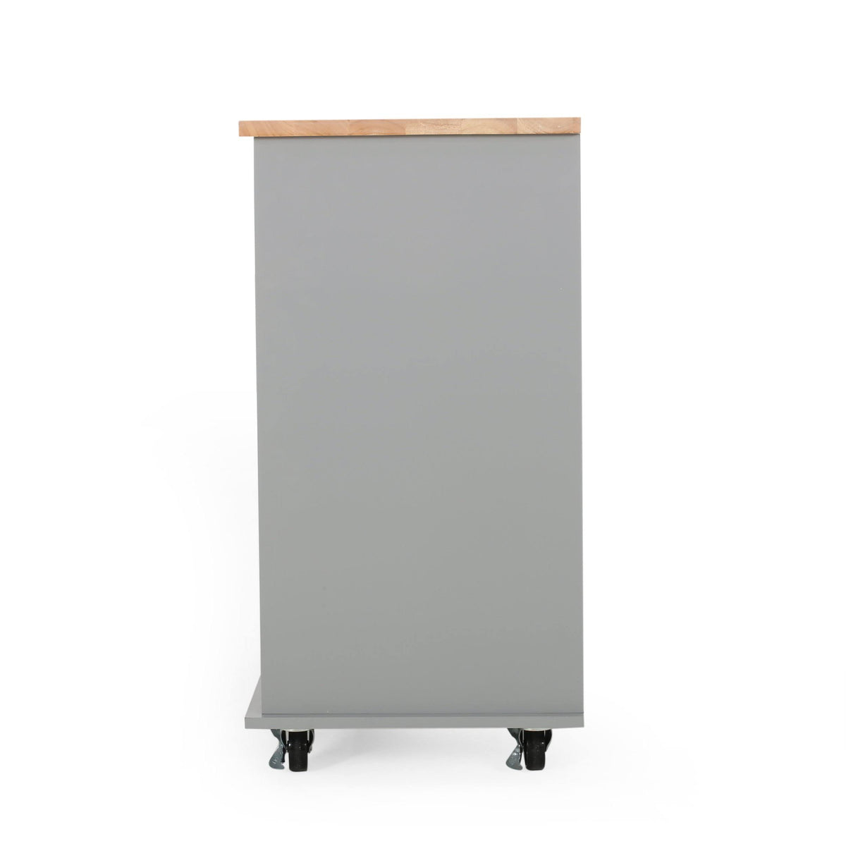 Gray/Natural Kitchen Cart with Wheels U8502