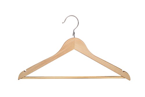 Natural Wooden Hangers 50 Pack with Pants Bar J311372