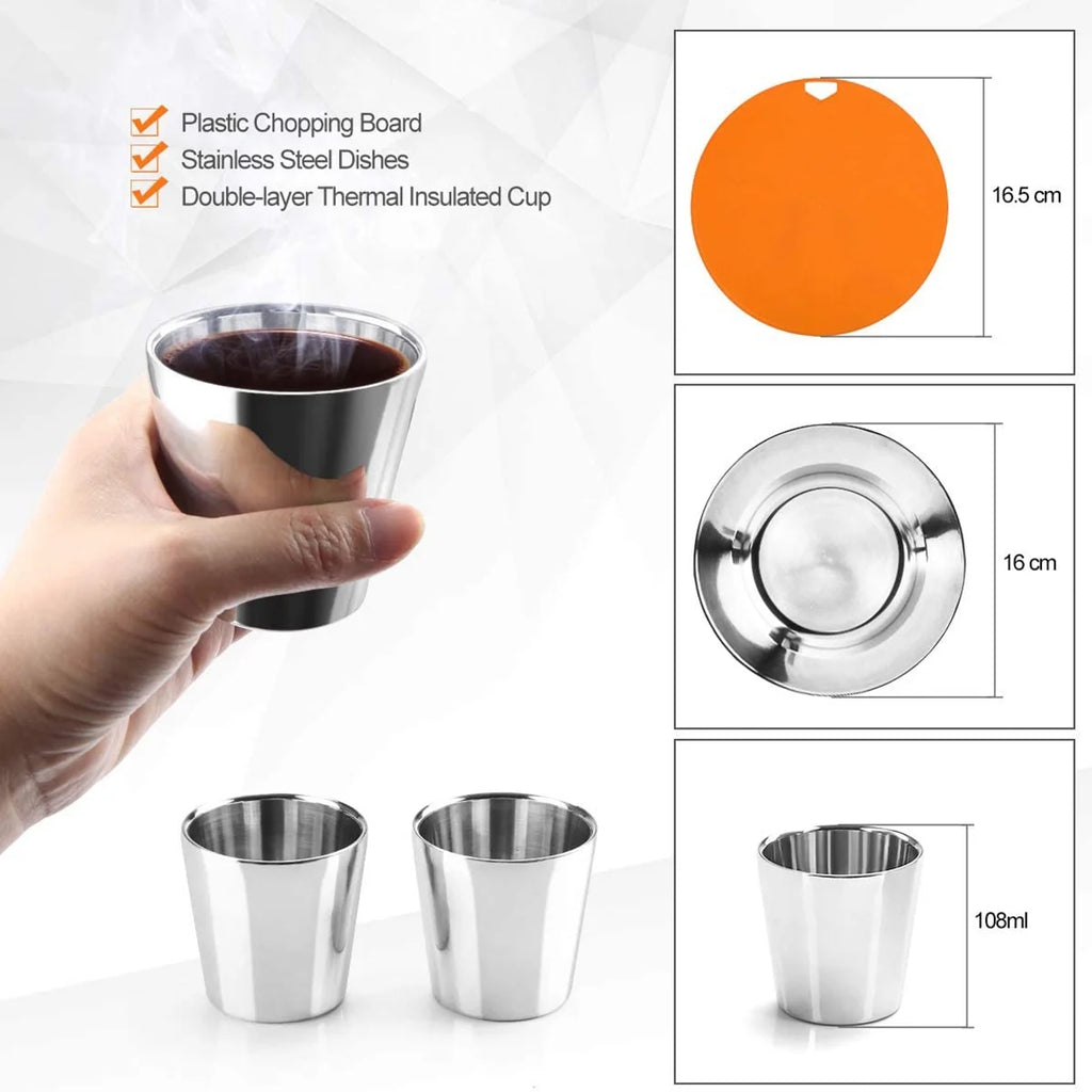 Festnight Outdoor Camping Cookware Mess Kit Pot Pan Kettle Cooking Set Tableware with Spoon Fork Cutter C4655