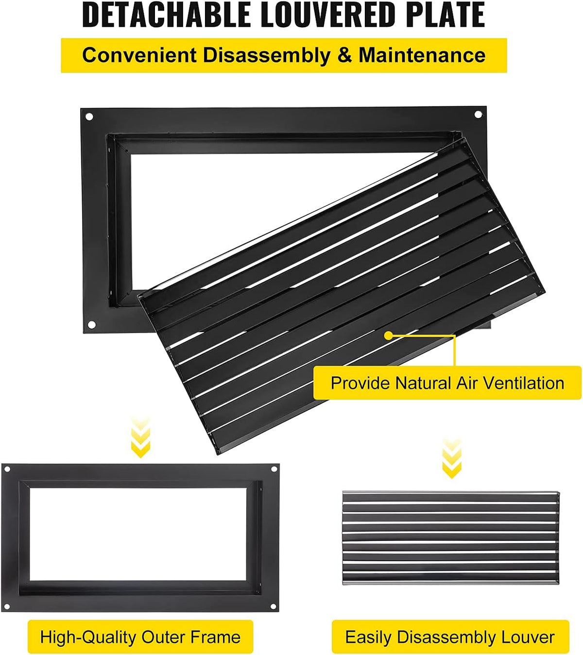 16" X 32" Black Wall Mounted Flood Vent U894