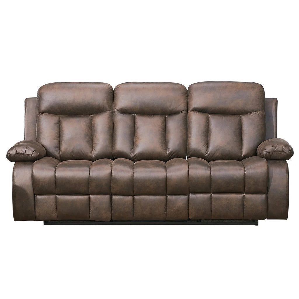Brown Microfiber 3-Seat Manual Reclining Sofa F826617