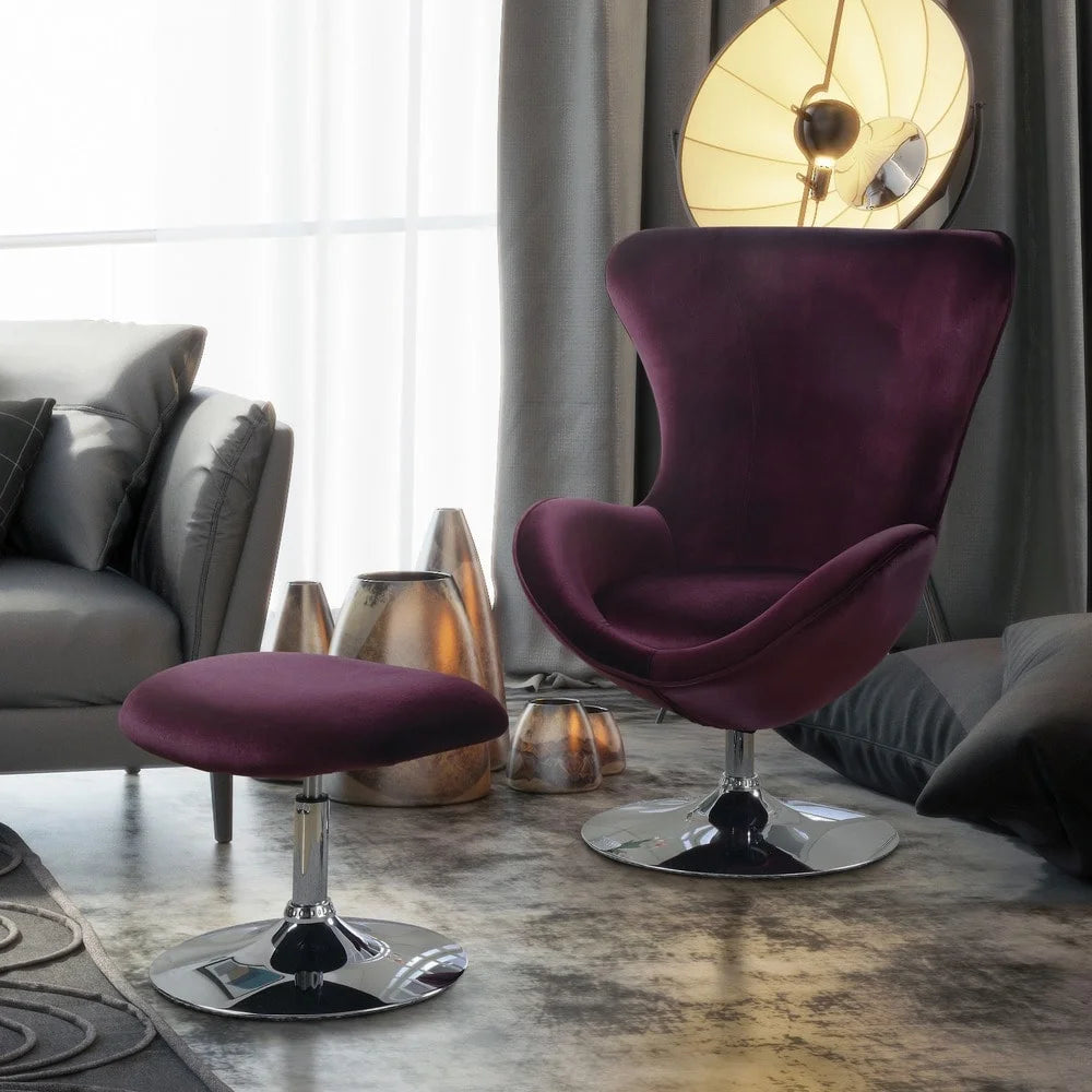 Modern Fabric 2-piece Accent Chair and Ottoman Set W383366