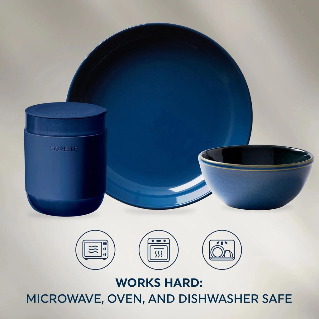 16-piece Stoneware Dinnerware Set, Navy F276153