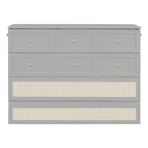 Queen Size White Wooden Murphy Bed with Drawer J94659