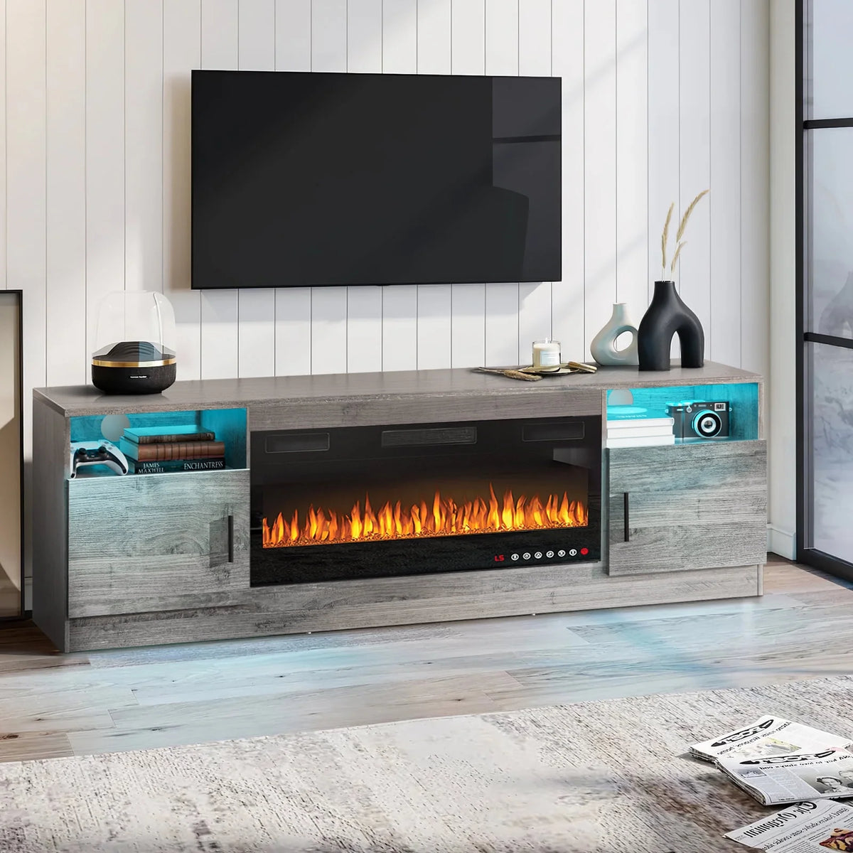 Fireplace TV Stand with 36 inch Fireplace and LED Light D42113