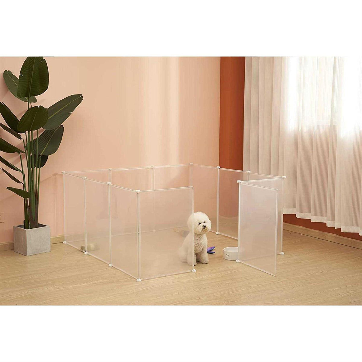 Transparent Plastic 12 Grid Pet Playpen Q23764