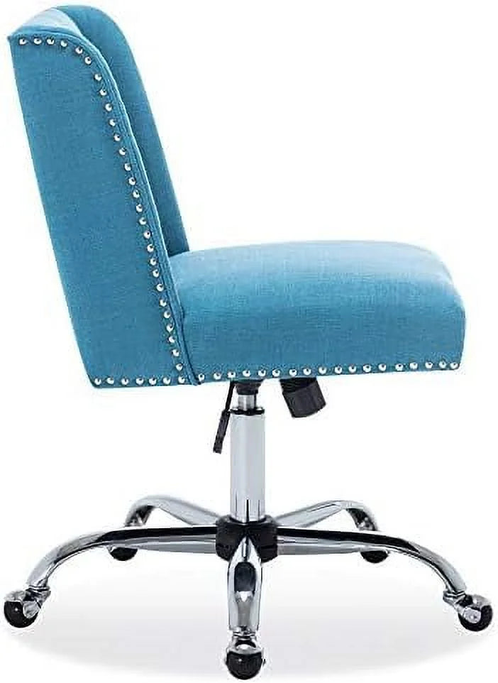 Blue Linen Upholstered Office Chair E129