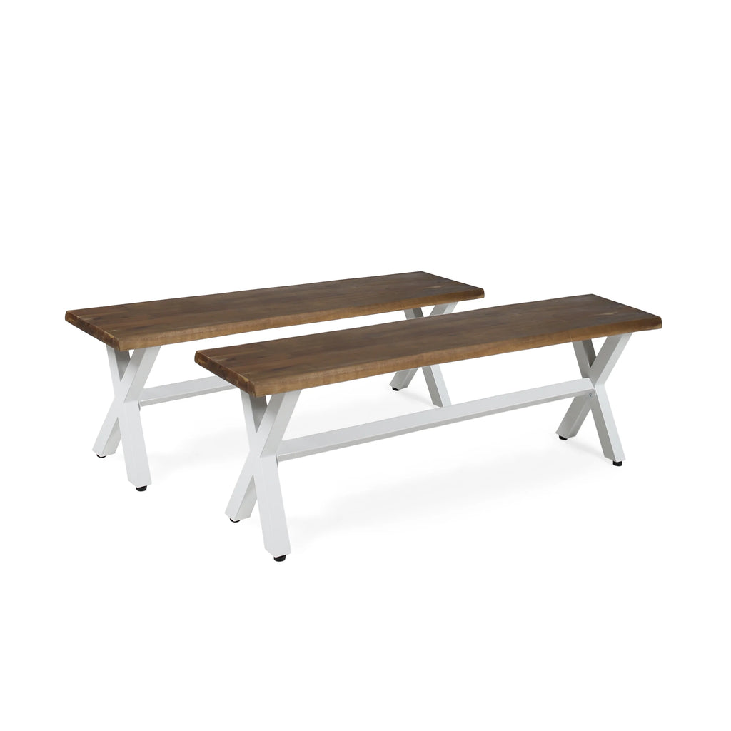 Acacia Wood Dining Bench with Iron Legs E581