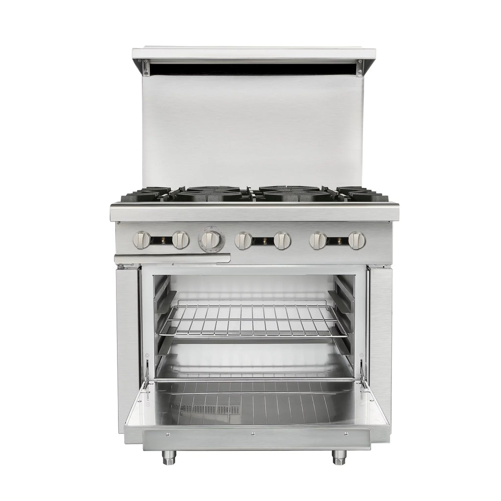 36 Commercial Gas Range Stove with 6 Burner 4.8 Cu.Ft Oven W234