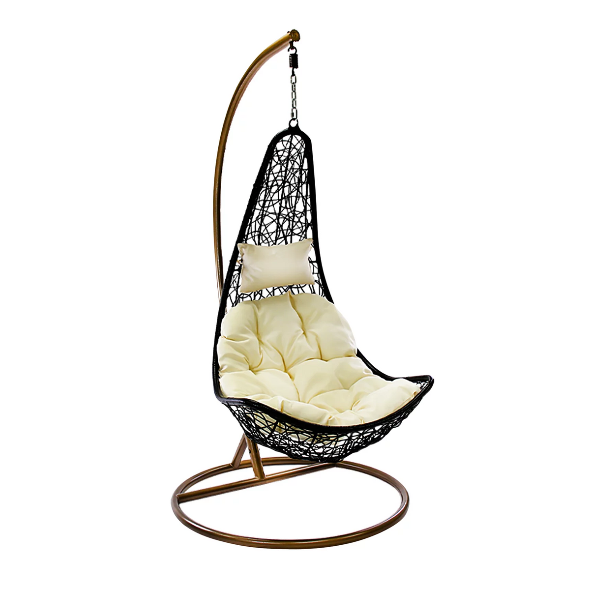 Outdoor Wicker Half Moon Swing Lounge Chair with Mat F43083