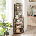6-Tier Corner Wood Bookcase Rustic Brown B96969