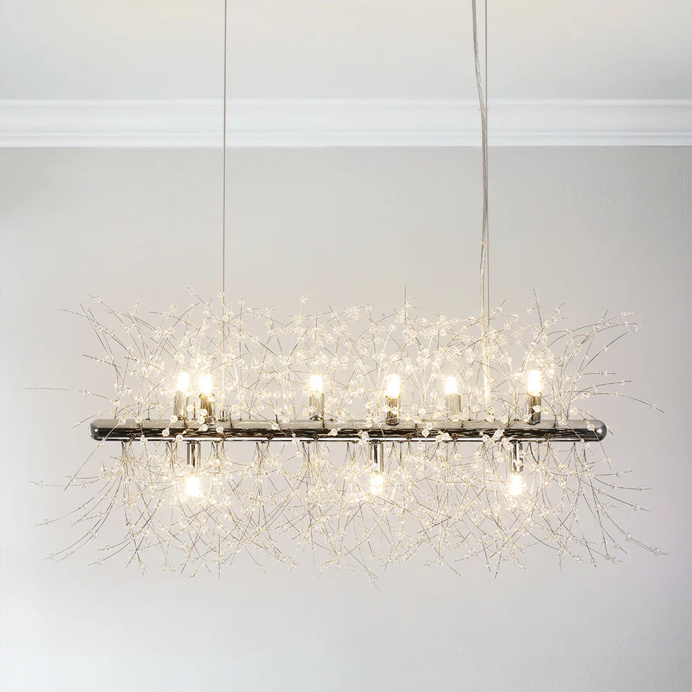 9-Light Linear Mid-Century Modern Chandelier O8927