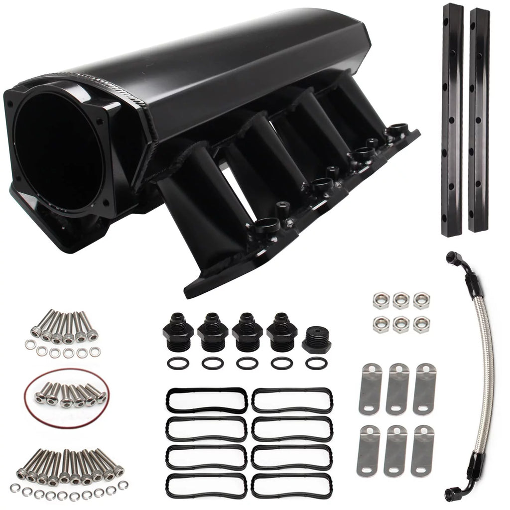 102mm Intake Manifold with Fuel Rails Black F8083