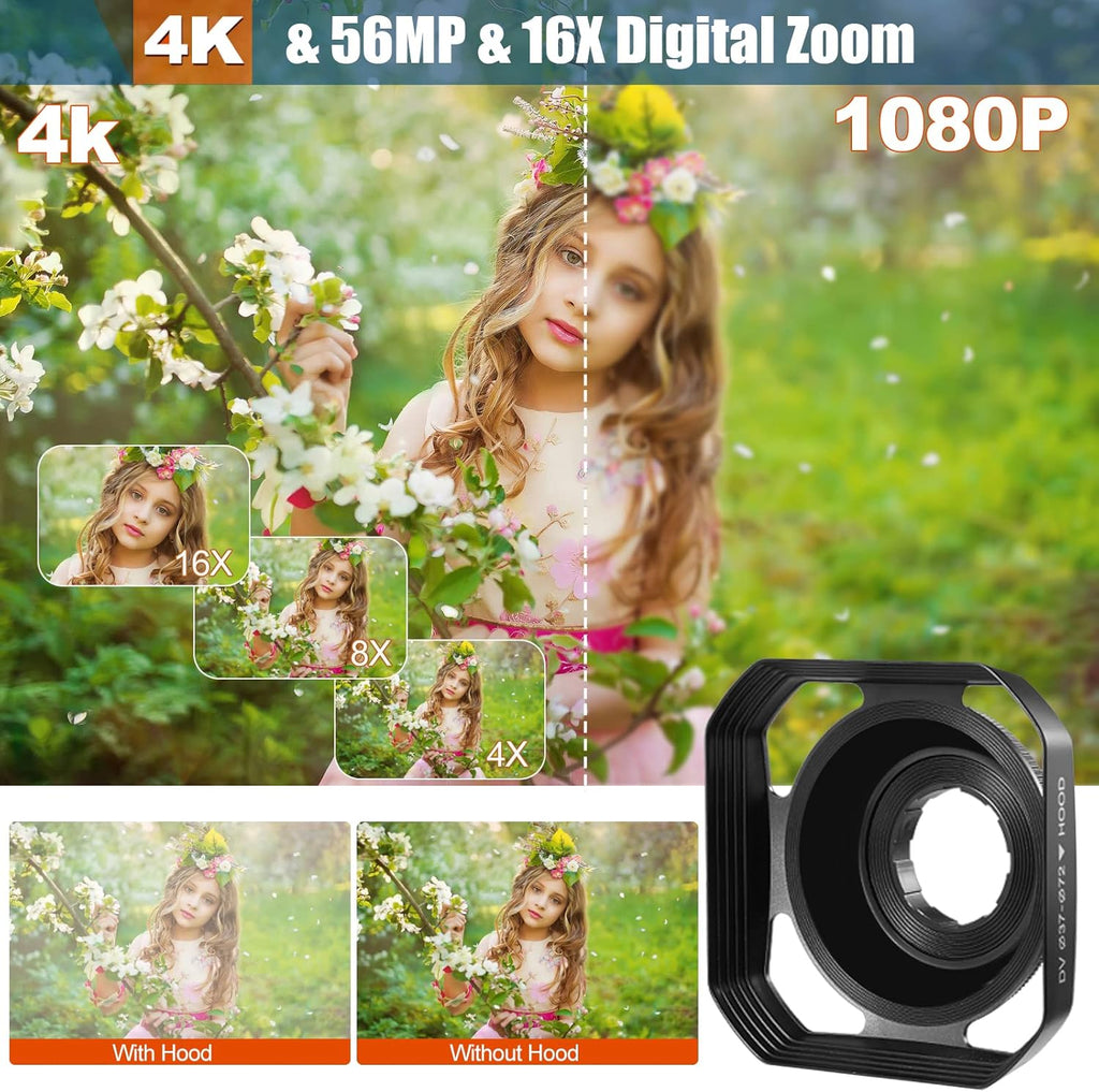 4K Camcorder Video Camera with 16X Zoom Remote Control 1080P 3.0 Inch Touch Screen M877