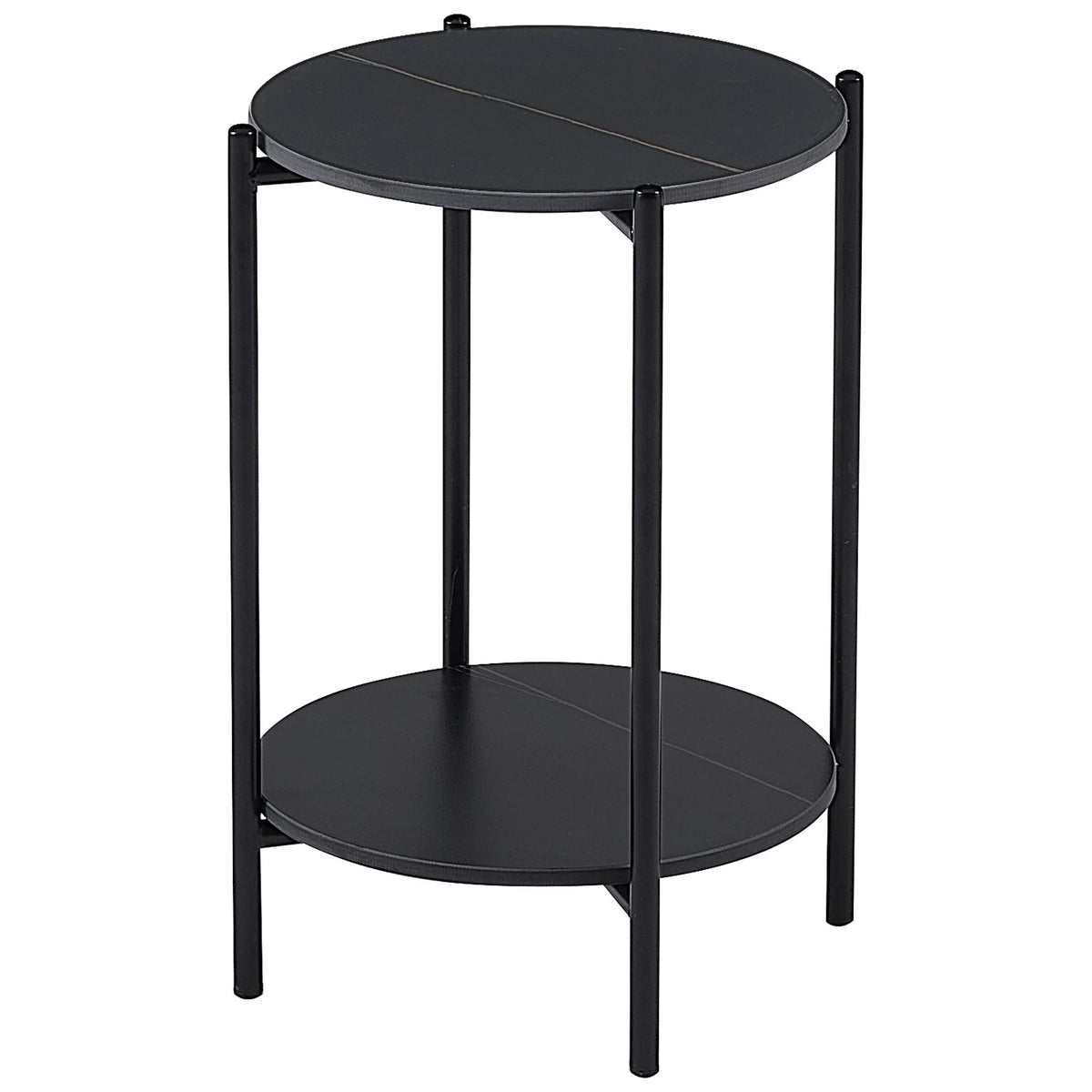 Round Marble End Table with Black Metal Frame E598151